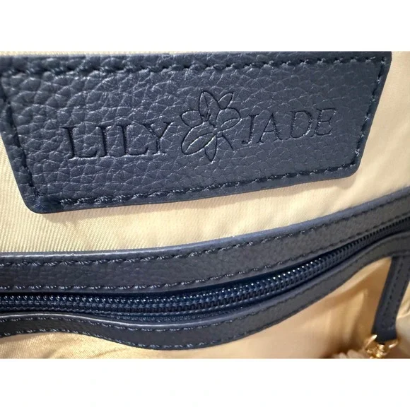 Lily Jade Anna Navy Blue Vegan Leather Diaper Bag Backpack Crossbody Tote - Picture 8 of 17